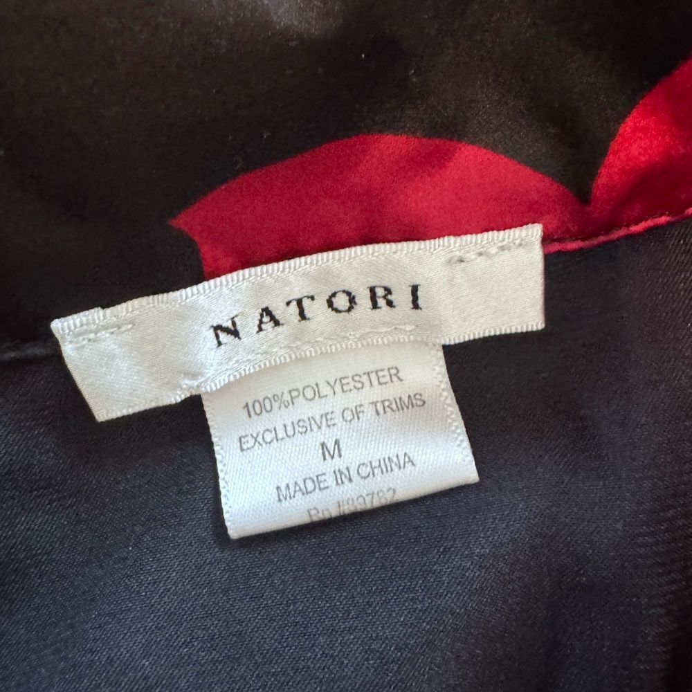 Silky Black Set with Bold Red Floral Print - Picture 2 of 2